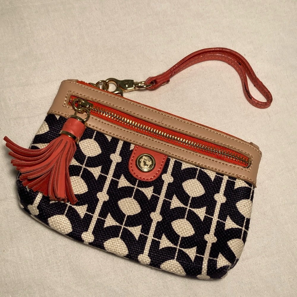 Spartina Wristlet clutch with Tassel orange blue